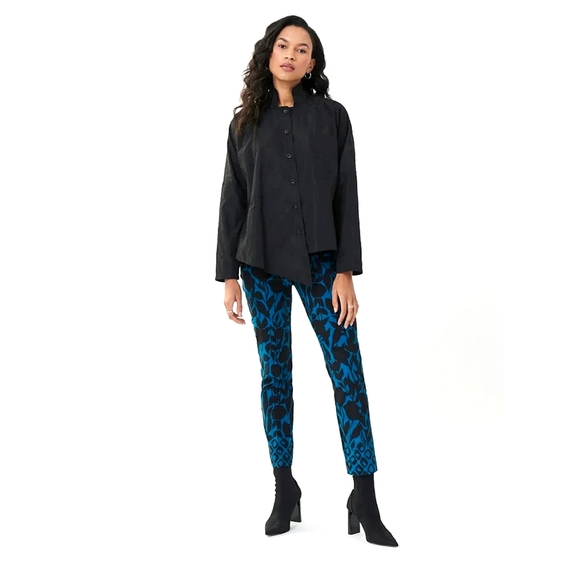 Joseph Ribkoff Women's Black Floral Asymmetric Hem Button-Up Jacket NWT Sz 4 - Picture 4 of 15